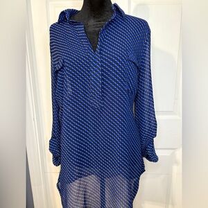 Max Studio Blue Geometric Blouse